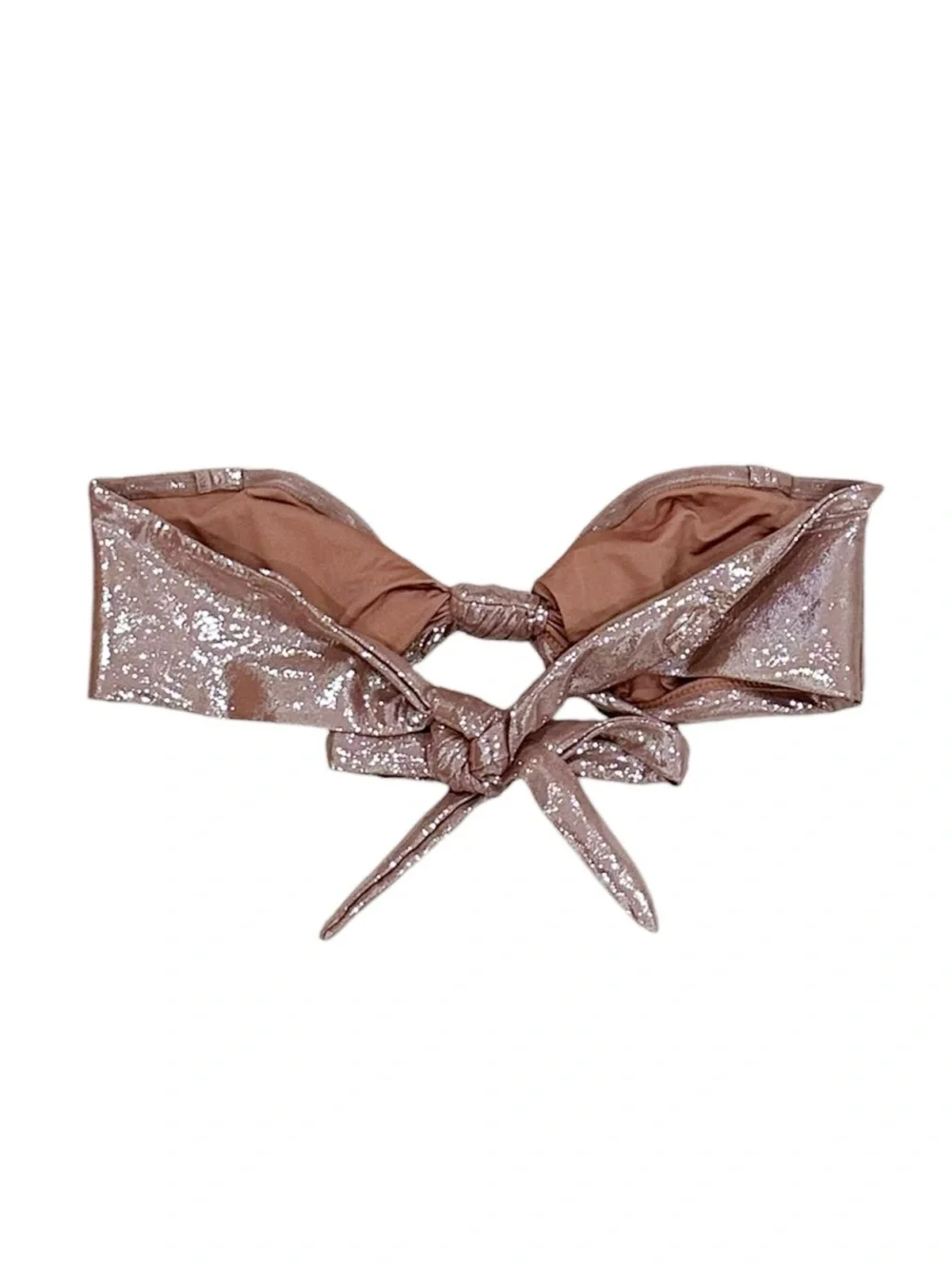 RARE SKIMS Liquid Shine Swim Knotted Bandeau Bikini Top in Cinnamon